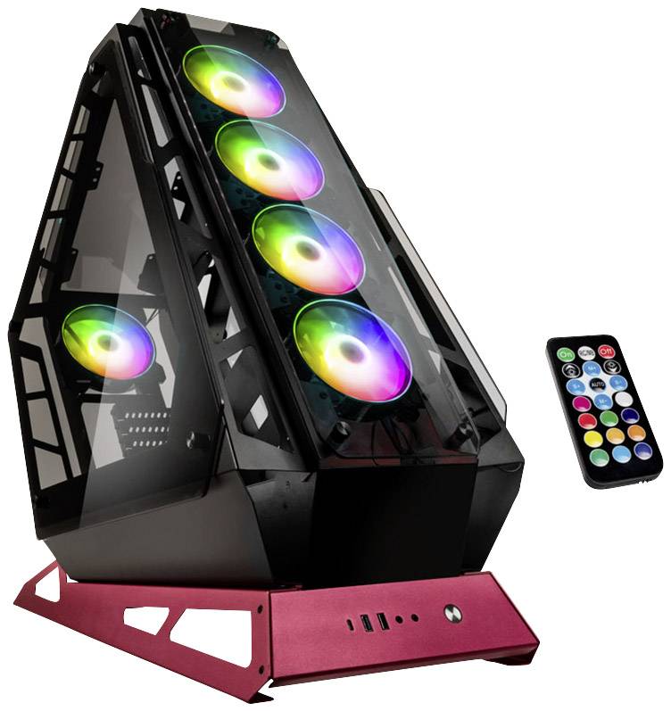 Kolink Big Chungus ARGB Midi tower Game console casing Black-red 4 built-in LED fans, Built-in LED fan, Suitable for AIO water coolers, Window, Air vents