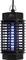 Electric insect killer in a black casing with a grid, emitting blue light. Used for pest control.