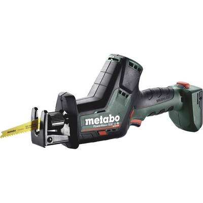 Portable electric saw by Metabo, Model PowerMaxx SSE 12 BL, with yellow saw blade.