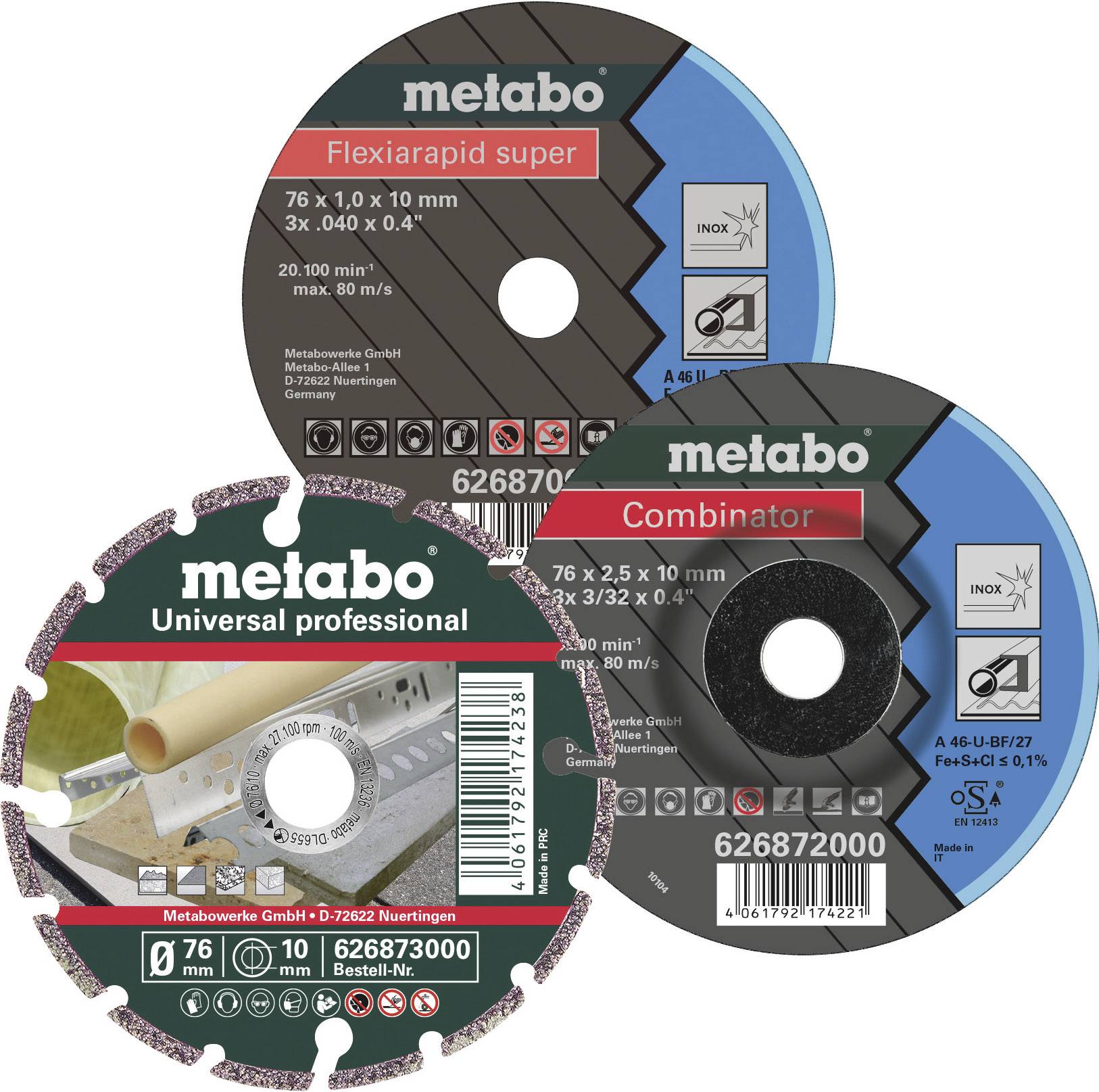 Metabo 626879000 Cutting disc (straight) 76 mm 3 pc(s)