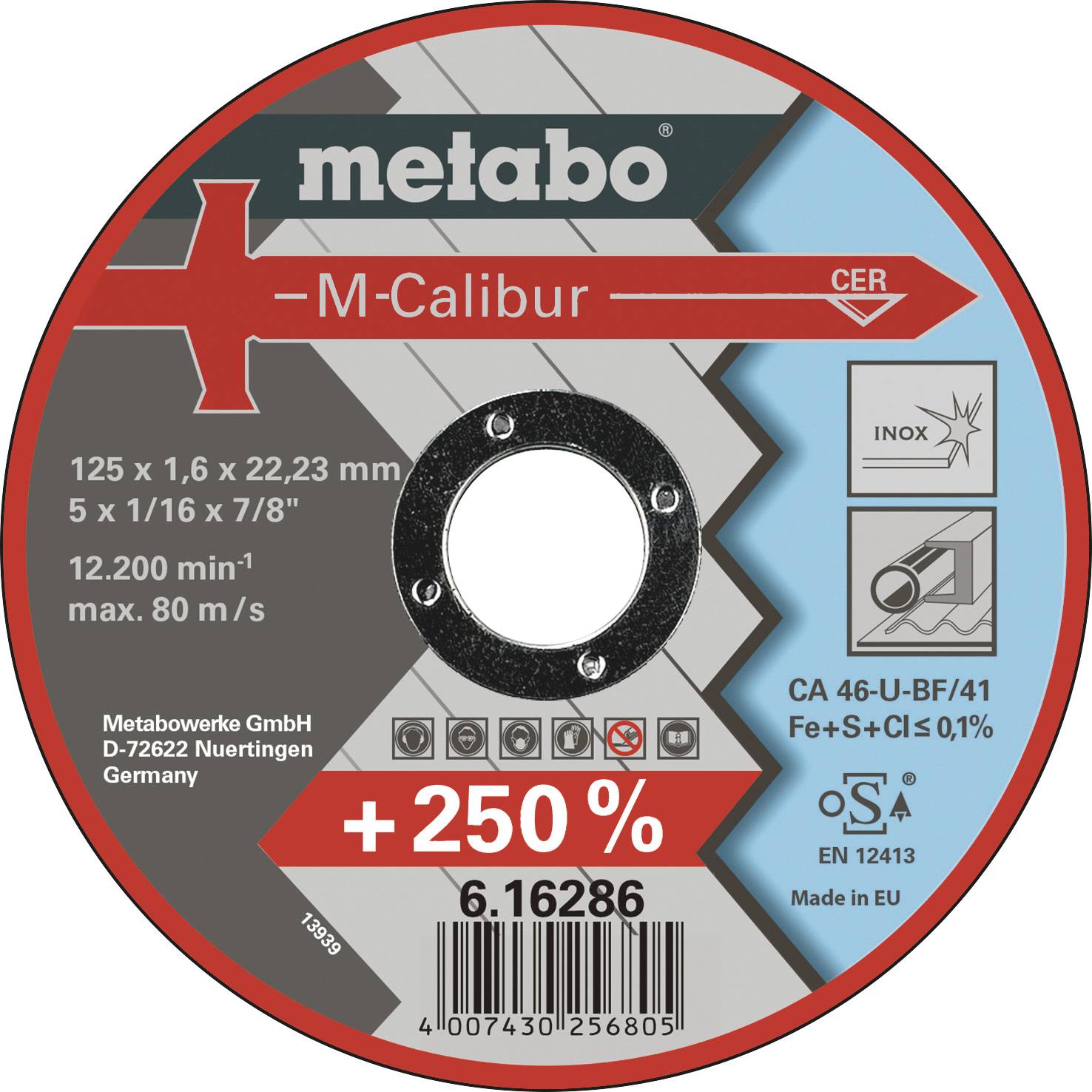 Metabo M-Calibur 616286000 Cutting disc (straight) 125 mm 25 pc(s) Stainless steel