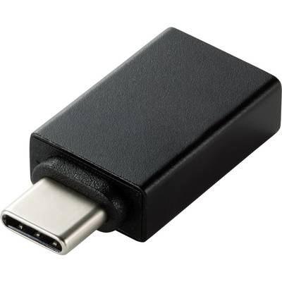 A black USB-C adapter is shown, which is used for connections with various devices.
