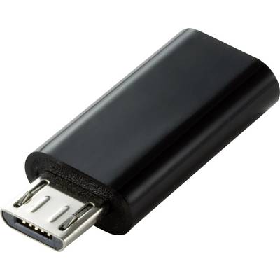 A black USB-C adaptor with a compact design, suitable for connecting devices with different ports.