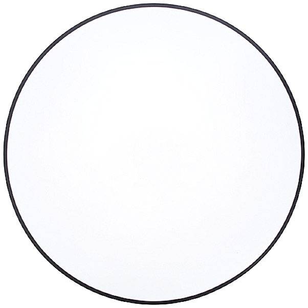 A white circle with a black border on a plain background.
