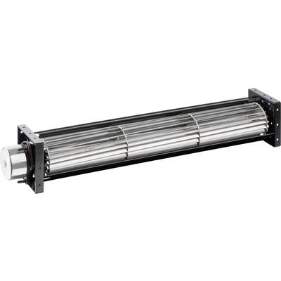 An axial fan with a metal cylinder and motor, suitable for cooling or ventilation in electronic devices or machinery.