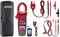 Digital multimeter with accessories, including test leads, crocodile clips and carry case. Display shows '1456'.