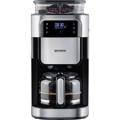 Image of Severin KA 4813 Coffee maker Black, Stainless steel (brushed) Cup volume=10 Display, Glass jug, incl. grinder, Timer, Plate warmer, incl. filter coffee maker