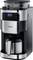 Coffee machine with built-in grinder, digital display and stainless steel carafe.