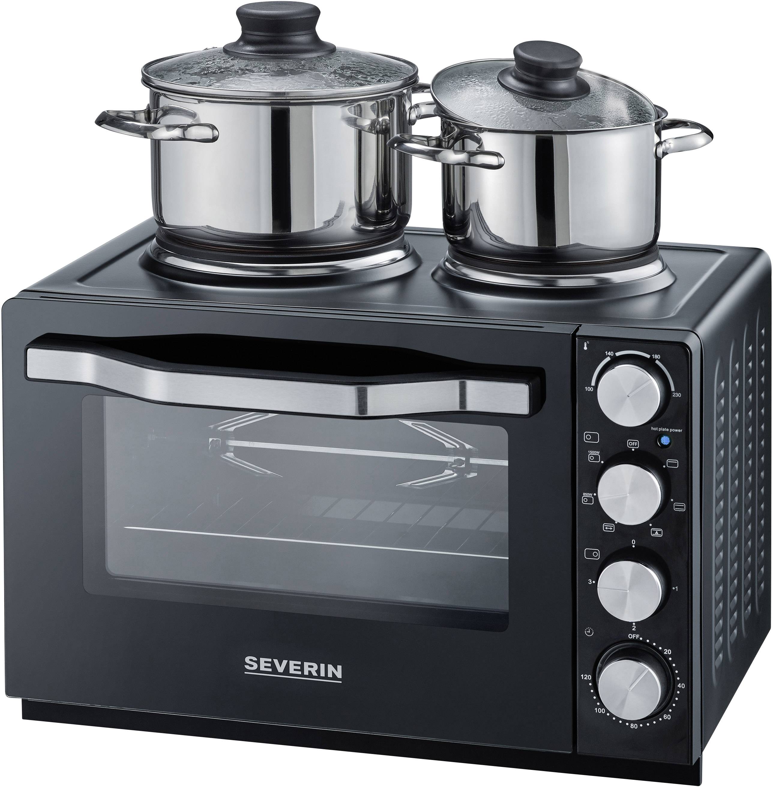 Severin TO 2065 Mini oven with manual temperature settings, Timer function, corded, incl. hobs, with skewer, Grill funct-10