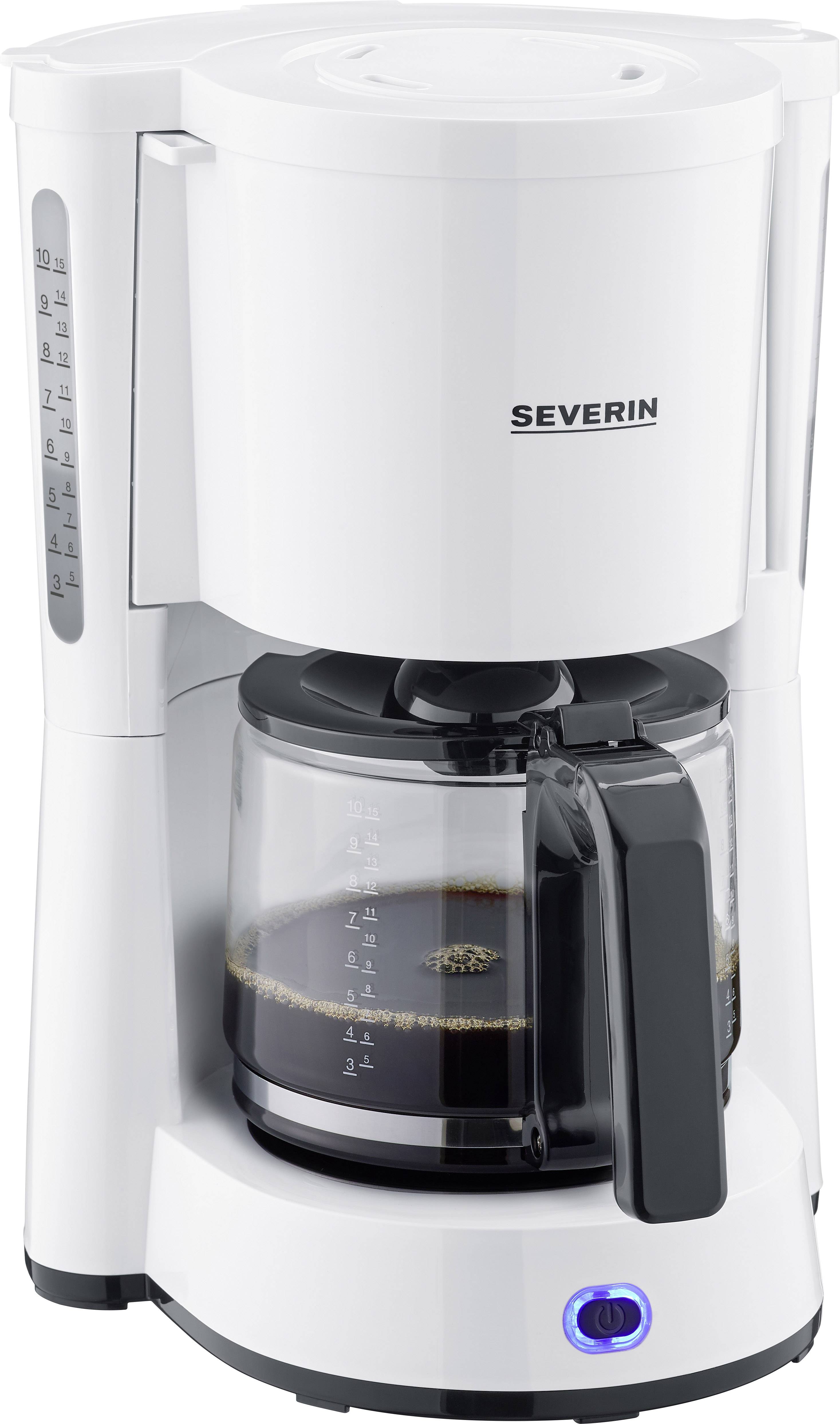 Severin Type Coffee maker White Cup volume=10 Glass jug, incl. filter coffee maker