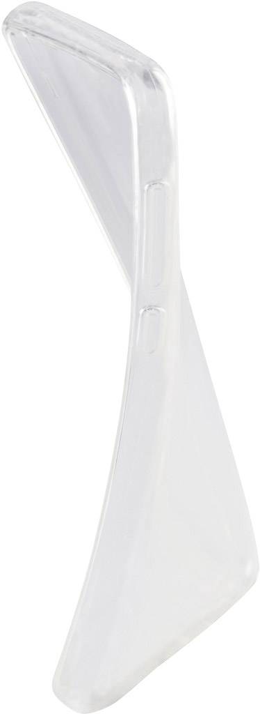 A transparent, slightly curved plastic bracket, possibly for presenting or supporting an object.