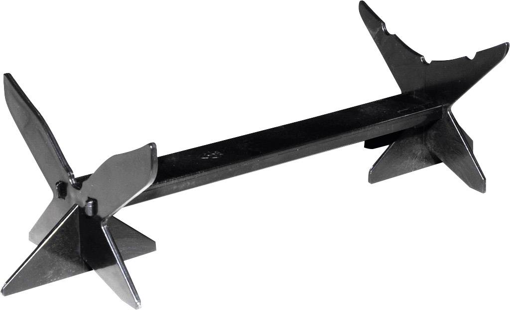 A black metallic support frame with X-shaped ends, used for stabilising lattice structures or constructions.