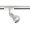 'White spotlight lamp mounted on a track, directed downwards, suitable for targeted indoor lighting.'