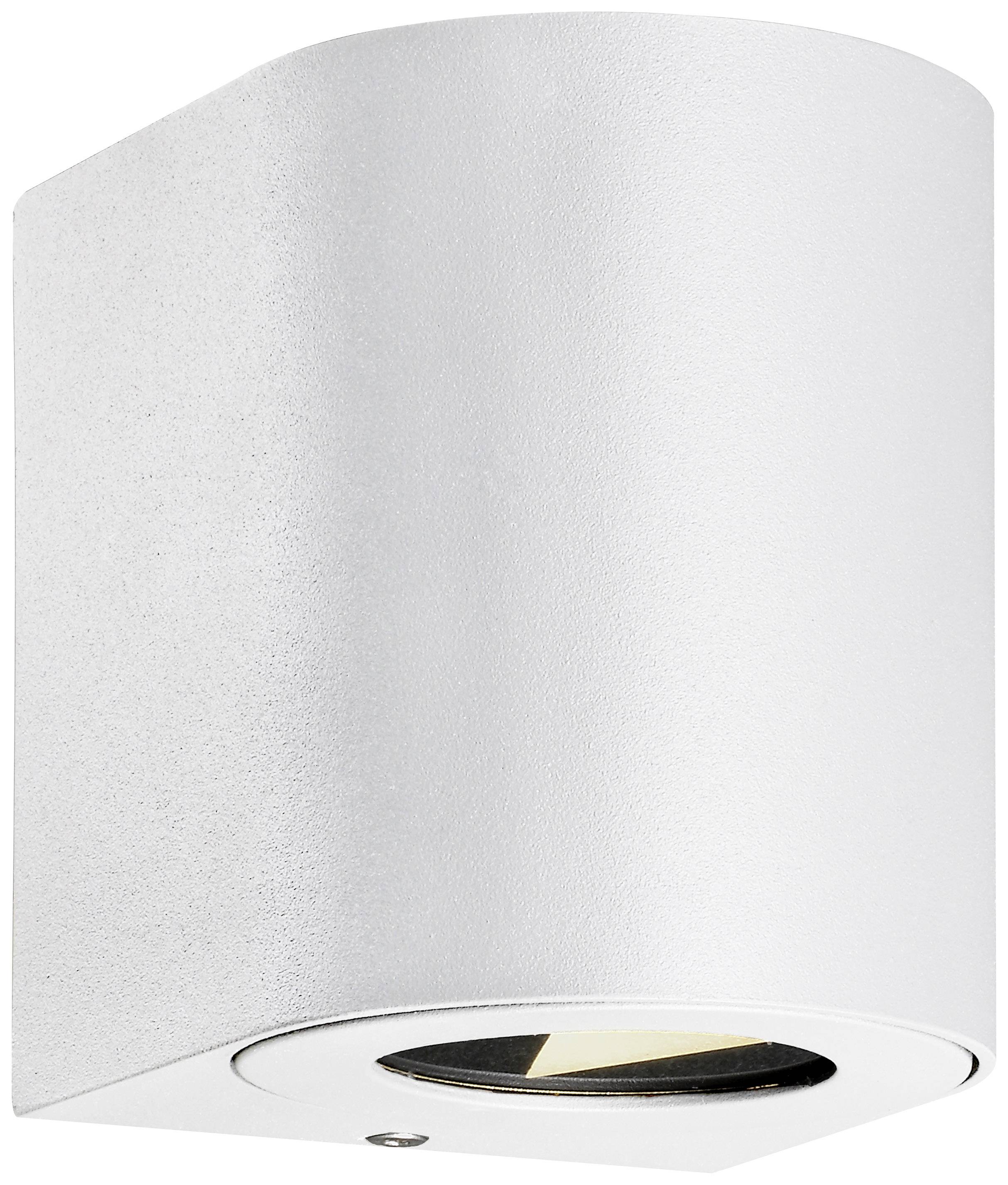White, modern wall light with rounded corners and a downward-facing spotlight. Suitable for interior spaces.