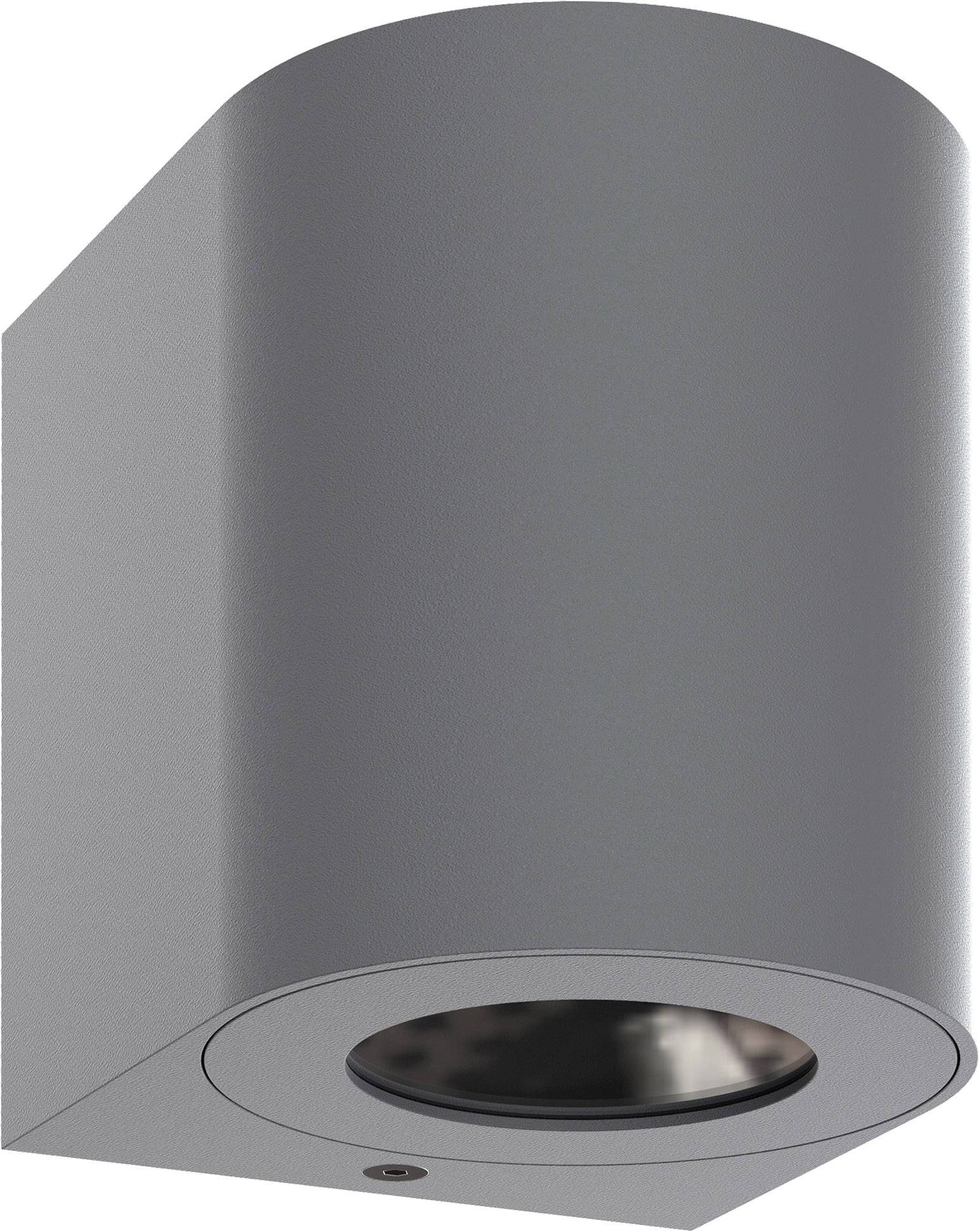 A modern, cylindrical, grey ceiling light with a circular light aperture. Ideal for contemporary interior lighting.