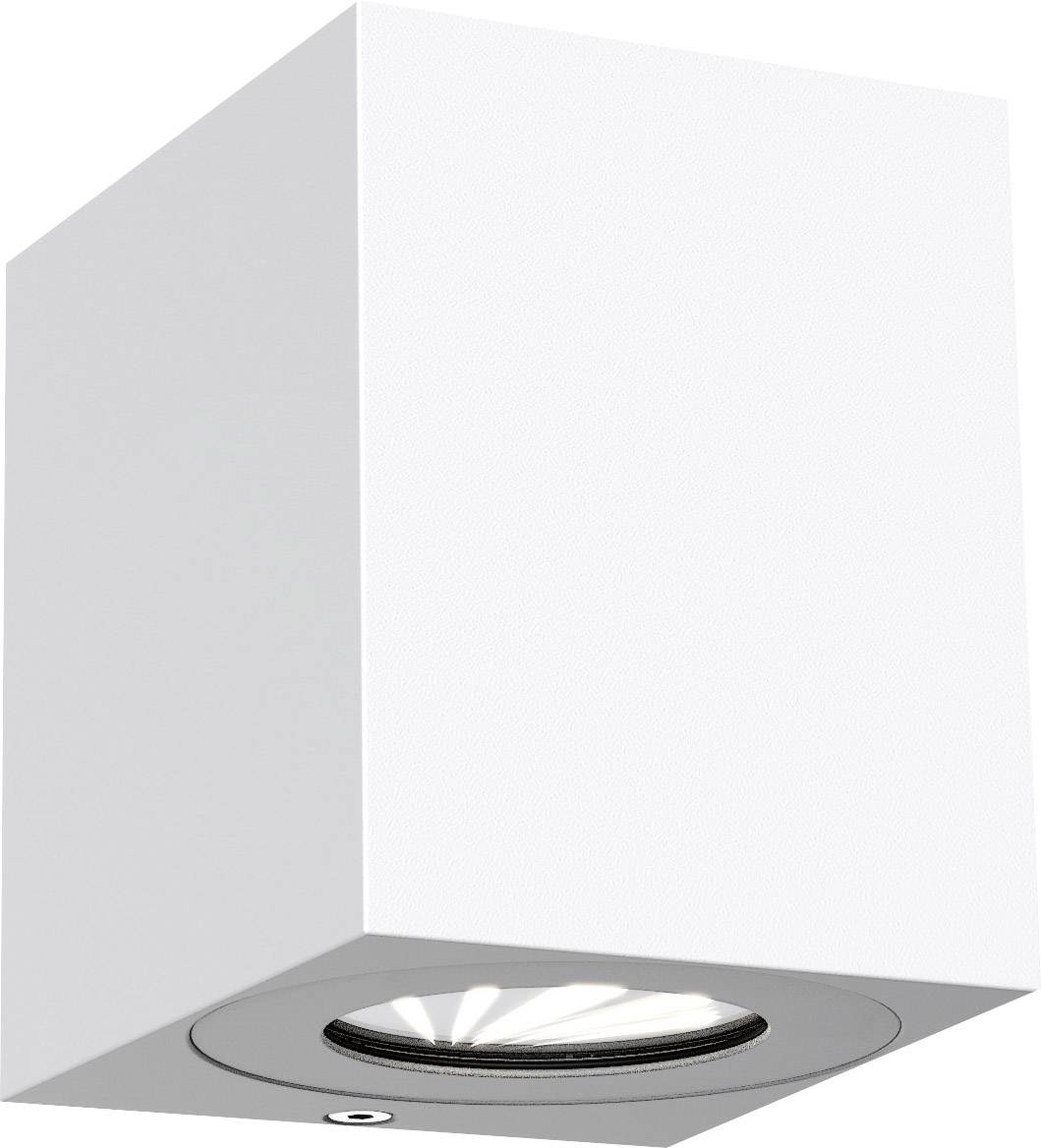 White, minimalist ceiling light in a cubic form with a single light source on the underside, suitable for modern interiors.