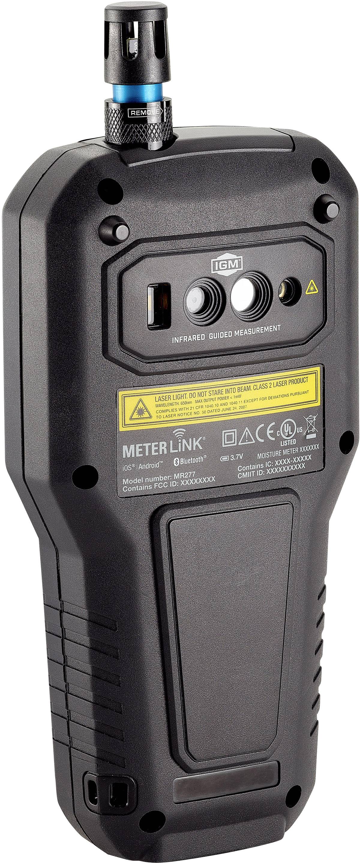 Black technical handheld device with display and ports on top, likely a measuring instrument for specific technical applications.