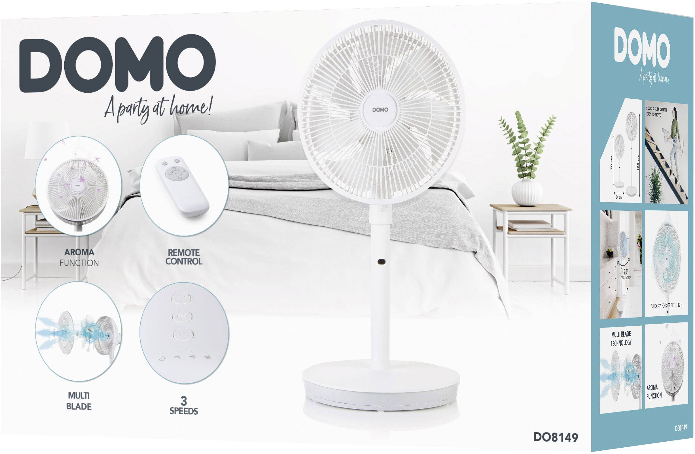 DOMO Multi Blade Free standing fan 45 W (Ø x H) 35 cm x 100 cm White Scent diffuser, Timer, Auto switch-off, Height-adju-18