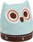A blue kitchen timer in the shape of an owl, with a scale from 0 to 60 minutes. The number 10 is marked.