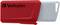 A red USB stick with a grey slider from the Verbatim brand.