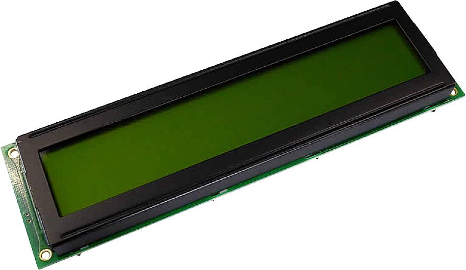 Long, rectangular LCD display, green with a black frame, typically used for displaying information in electronic devices.