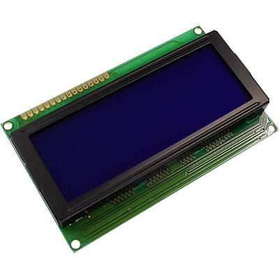 A green LCD display module with a blue display, typically used for electronic projects. It features multiple connection pins at the top.