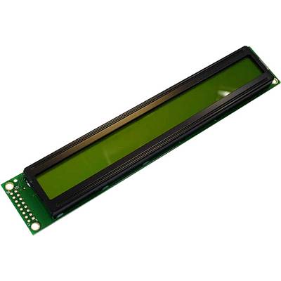Very narrow, rectangular LCD screen on a green circuit board, used for electronic displays.