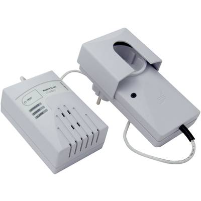 A gas detector with a sensor on the left and a plug on the right. It monitors air quality and warns of dangerous gases.