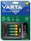 VARTA LCD Ultra Fast Charger+ with four rechargeable AA batteries, emphasizing quick charge, smart switch off, and safety technology.