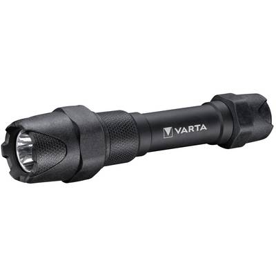 Black LED torch by Varta, cylindrical in shape with a textured grip.