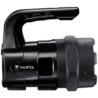Black Varta torch with an ergonomic handle, robust design and focusable beam.
