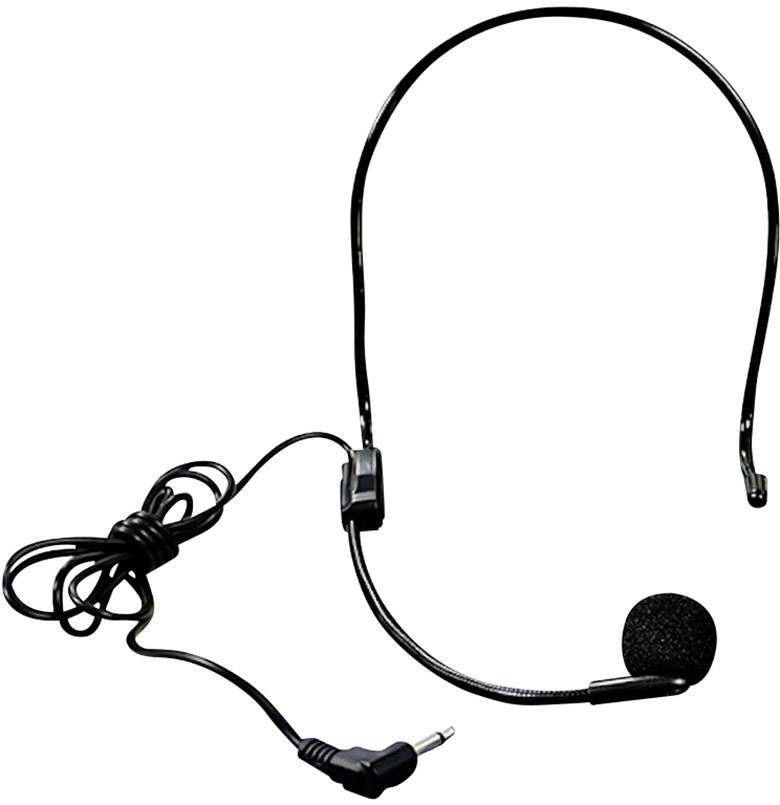 Black headset with microphone and 3.5mm jack plug. Suitable for hands-free communication, office environments or call centres.