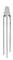 A single white LED with four terminals stands vertically upright.