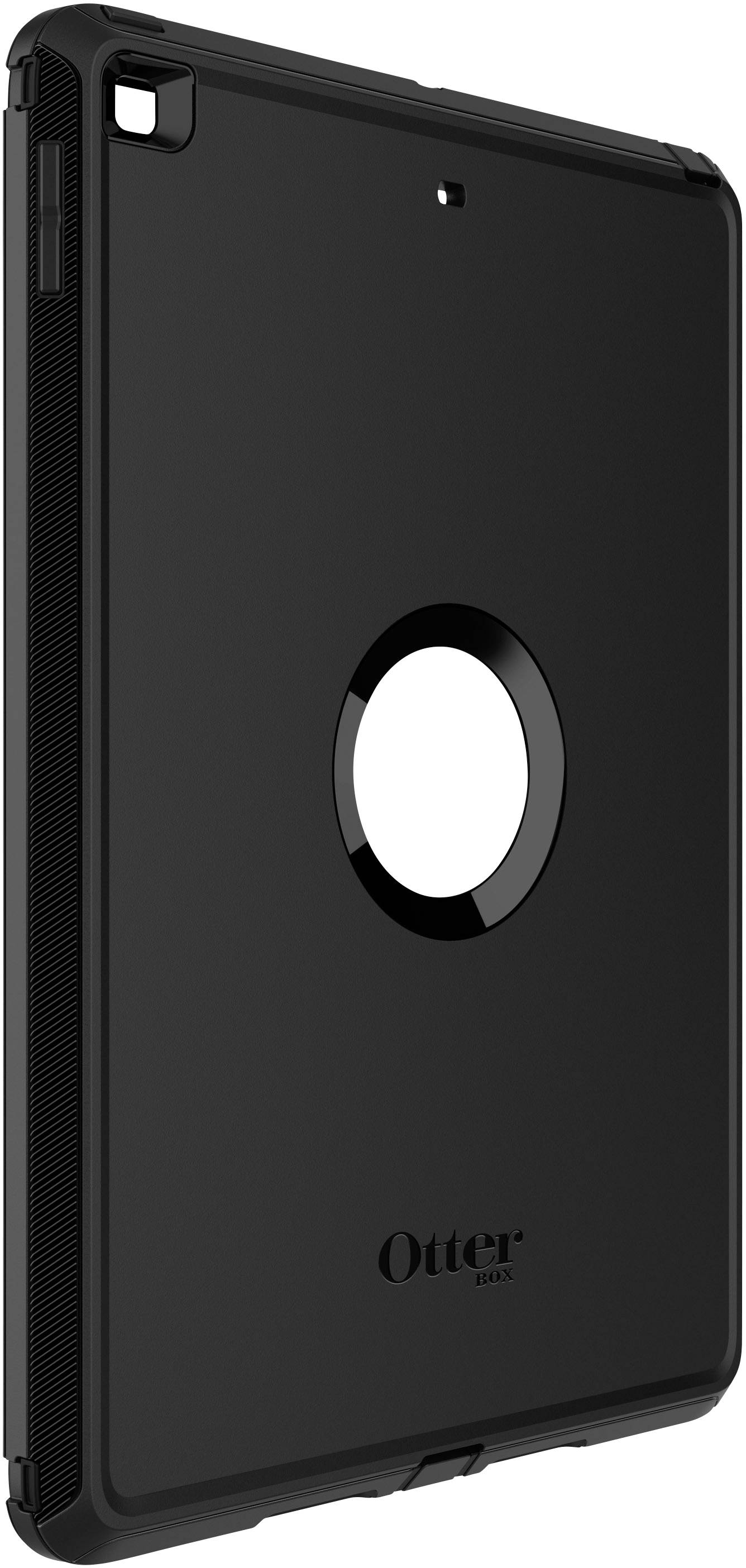Black tablet in a robust protective case with a circular opening on the back and the 'Otter' logo at the bottom.
