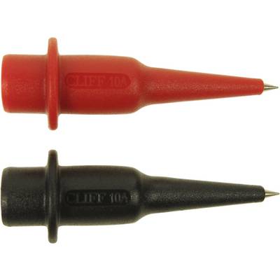 Two test probes, one red and one black, marked 'CLIFF 10A', used for electrical measurements.<br><br>Note: The translation maintains the original technical description and terminology while using British English phrasing.
