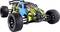 Remote-controlled car in a vibrant blue and yellow design with large, robust tyres, suitable for off-road adventures.