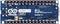 Microcontroller board 'Arduino Nano 33 IoT' with a blue circuit board, white labelling and numerous connections all around.