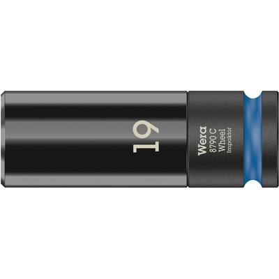'Black hexagonal socket with white inscription "19" and blue marking. Wera brand, model 8790 C Wheel Impaktor.'