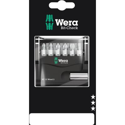 A set of bits in a plastic case, marked as 'Wera Bit-Check', displays various bit sizes and a bit holder.