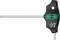 Six-sided screwdriver with T-handle in black plastic with green accents, suitable for precise torque in workshop tasks.