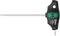 T-shaped Torx key by Wera with green-black handle and long metal shaft, suitable for screw-related work.