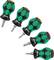 A set of five green screwdrivers with ergonomic handles, in various sizes, from the brand 'Wera'.