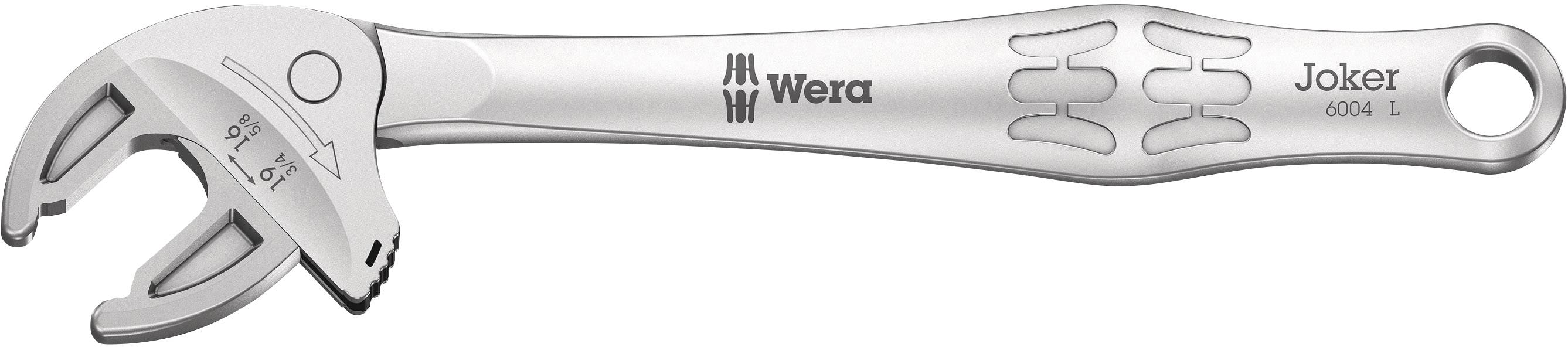 Wera 05020101001 6004 Joker L Self-adjusting open ring spanner Spanner size (metric) 16 - 19 mm Spanner size (inches) 3/4 - 5/8
