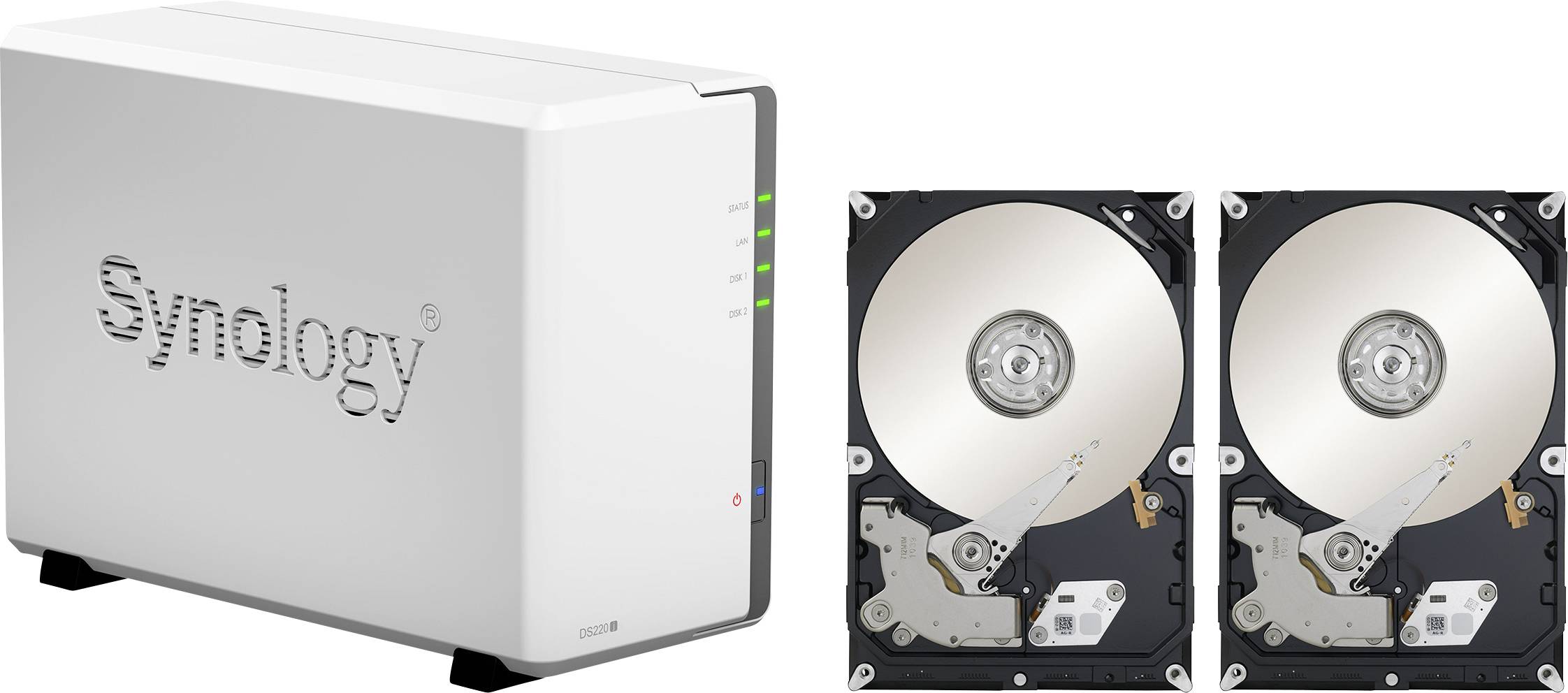 Synology DiskStation DS220j NAS server 8 TB 2 Bay built-in 2x 4TB HDD  (recertified) DS220J-8TB-FR