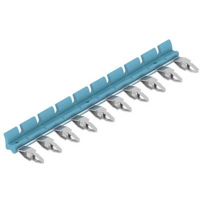 A blue comb with silver shark fins.