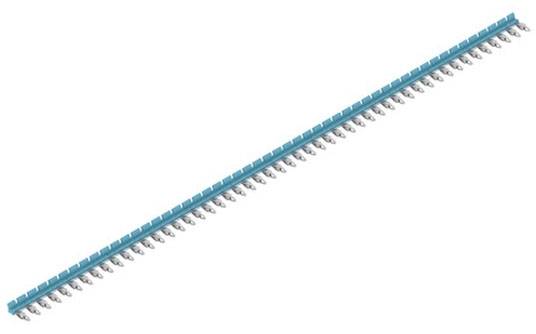A long, blue plastic-coated splint with multiple metal hooks, evenly distributed along the lower edge.