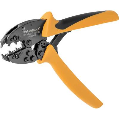 Orange crimping pliers with a black handle, manufactured by Weidmüller, Model HDC M80, for crimping cable lugs.