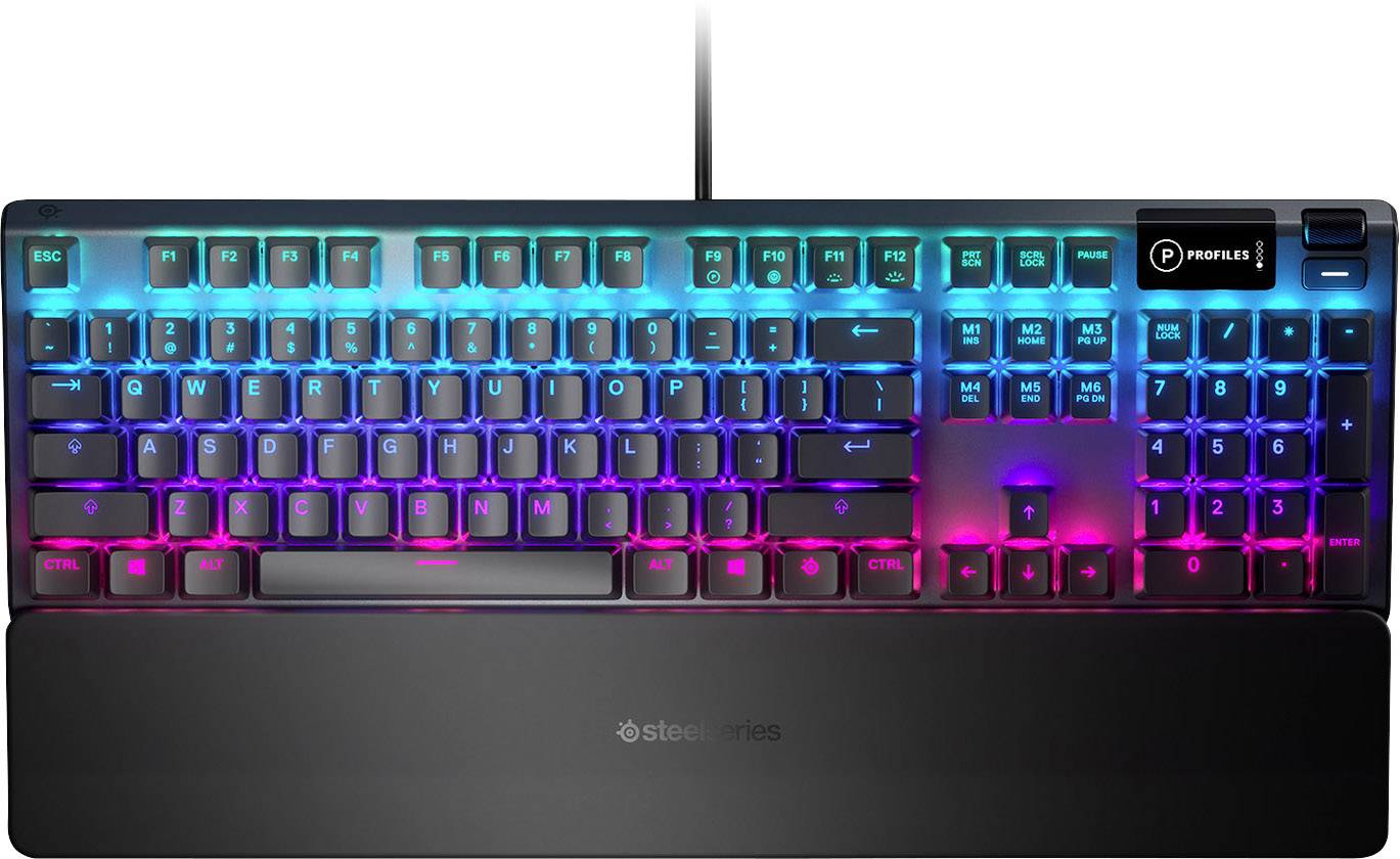 Steelseries Apex 5 USB gaming keyboard Backlit, Gel wrist support mat German, QWERTZ Black