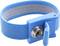 Blue anti-static wristband for protecting electronic devices from electrostatic discharge.
