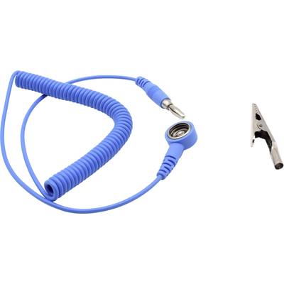 Quadrios  ESD earth cable   1.80 m 10 mm stud and socket, Plug, Alligator clip 